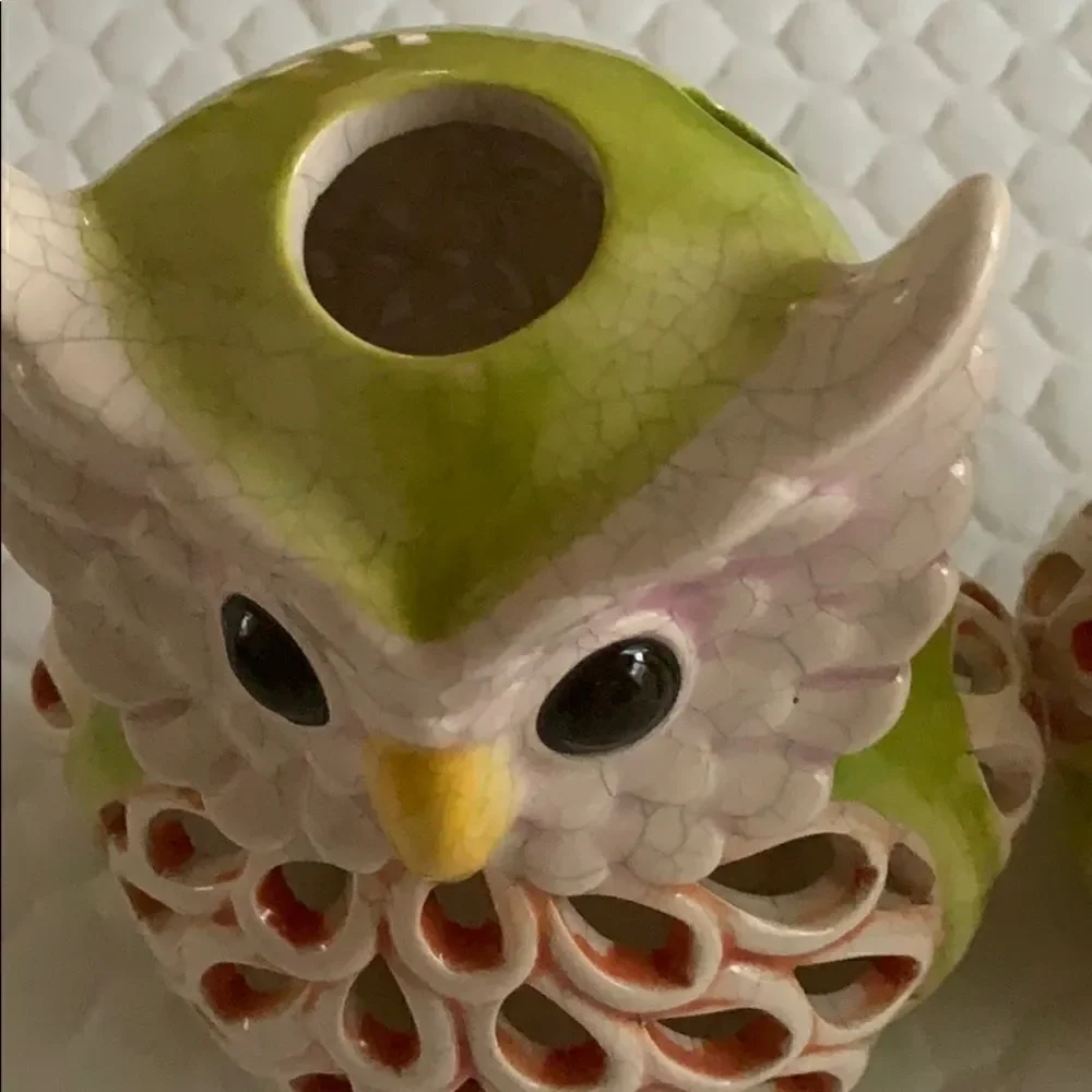 Green Owl Candleholder